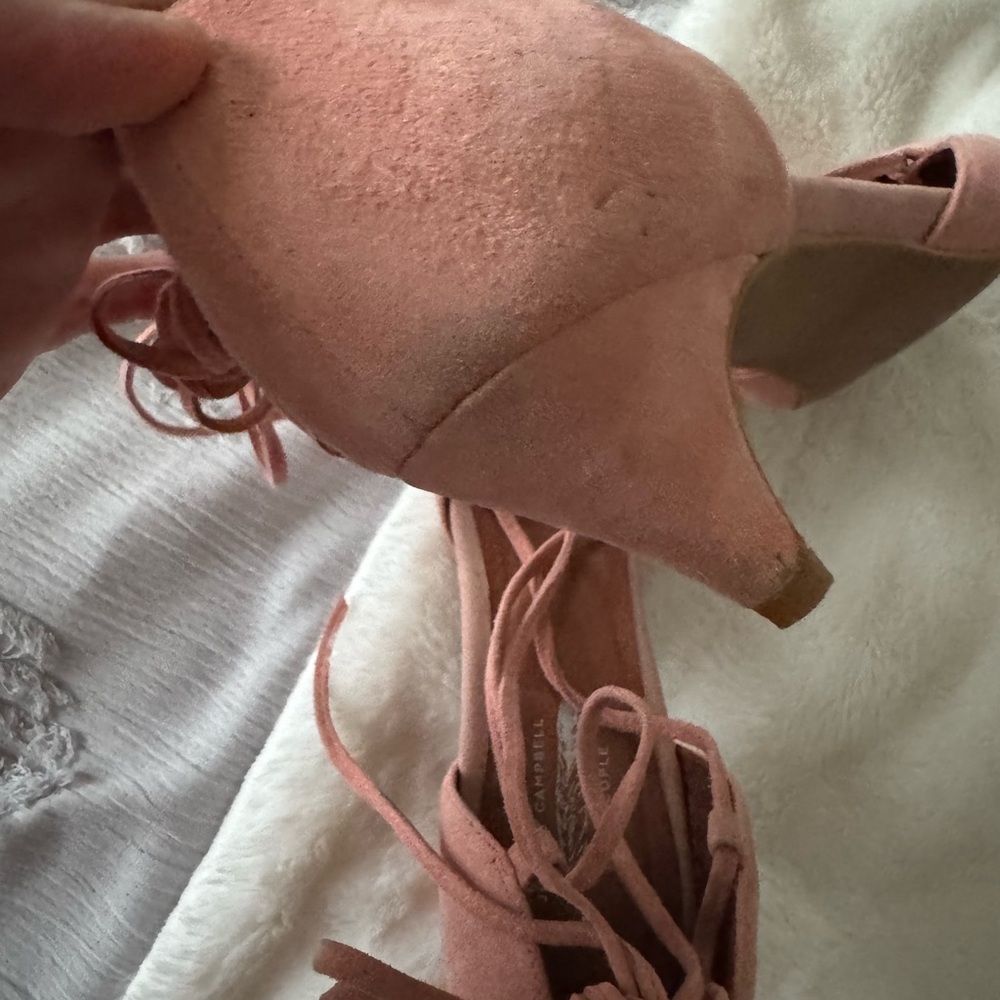 Jeffery Campbell X Free People Blush Pink suede pointed toe strappy heels sz 10 - Picture 10 of 11